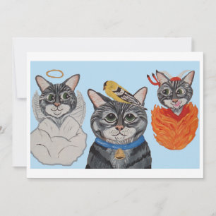 Cat with angel and devil invitation
