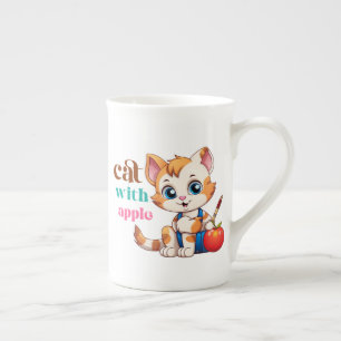 Cat With Apple-85242 Bone China Mug