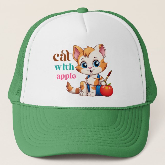 Cat With Apple-85242 Trucker Hat (Front)