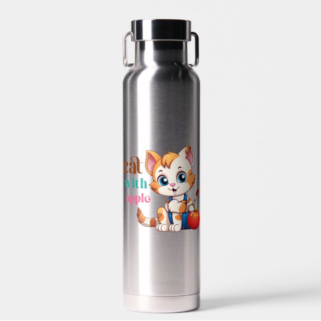 Cat With Apple-85242 Water Bottle (Front)
