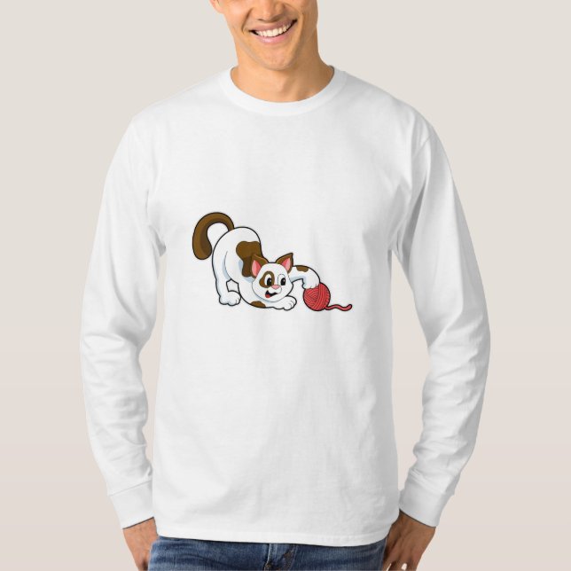 Cat with Ball of Wool T-Shirt (Front)
