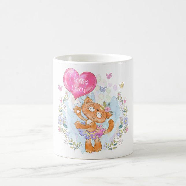 Cat With Balloon Coffee Mug (Center)