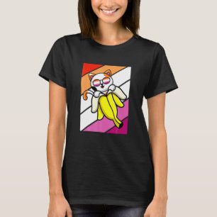 Cat With Banana Pride Lesbian Flag LGBQ Proud Ally T-Shirt