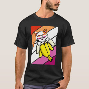 Cat With Banana Pride Lesbian Flag Lgbtq Proud All T-Shirt