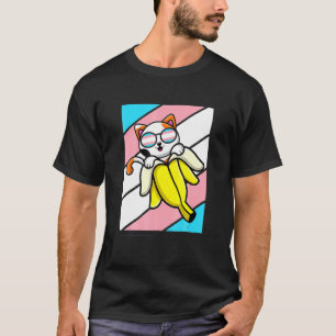 Cat With Banana Pride Ransgender Flag LGB Proud Al T-Shirt