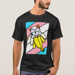 Cat With Banana Pride Transgender Flag Lgbt Proud T-Shirt