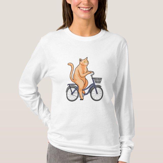 Cat with Bicycle T-Shirt (Front)