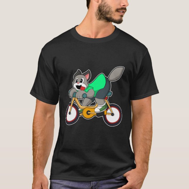 Cat with Bicycle T-Shirt (Front)