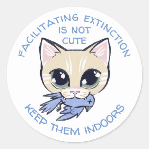 Cat With Bird In Mouth Classic Round Sticker