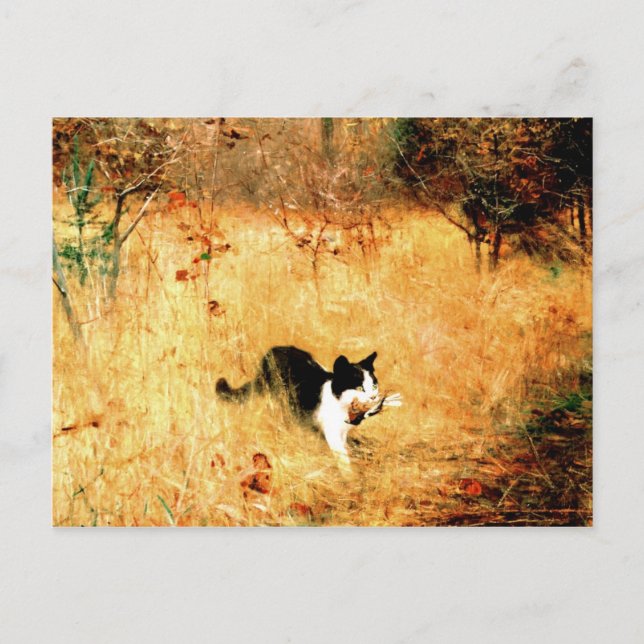 Cat with Bird in Mouth Postcard (Front)