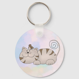 Cat with bird key ring