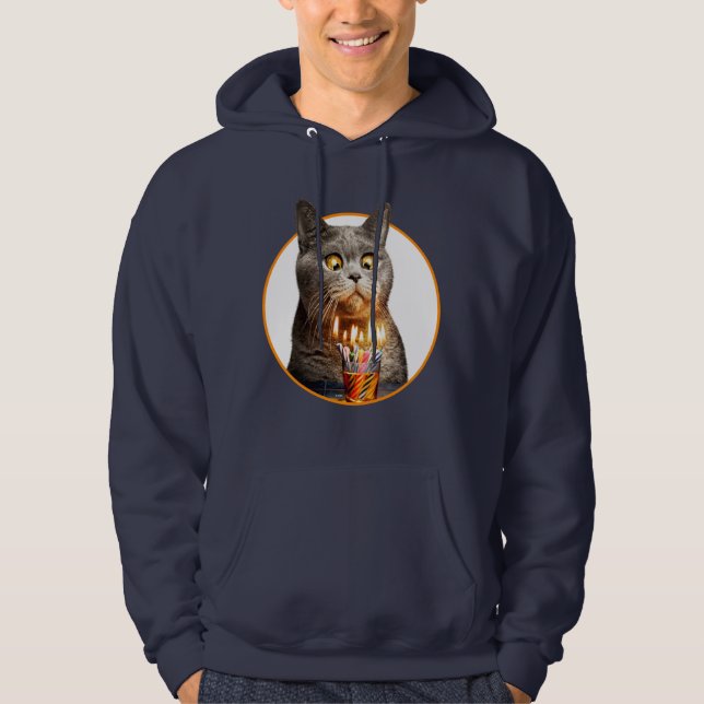 Cat With Birthday Shot Glass Hoodie (Front)