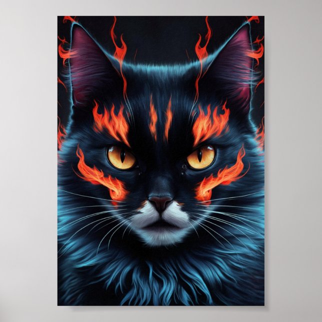  cat with black fur digital download art poster (Front)