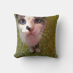 Cat with blue eyes by Alexandra Cook Cushion