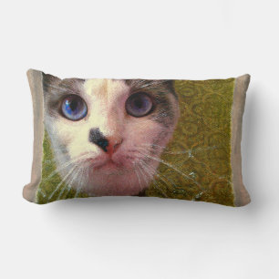 Cat with blue eyes by Alexandra Cook Lumbar Cushion