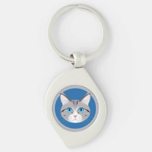 Cat With Blue Eyes Key Ring