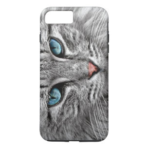 Cat with Blue Eyes Pink Nose and Grey Fur iPhone 8 Plus/7 Plus Case