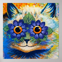“Cat With Blue Petals” by Louis Wain