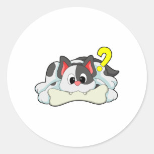 Cat with Bone Classic Round Sticker