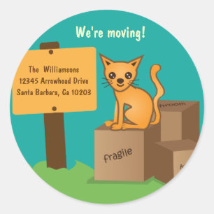 Cat with Boxes - We're Moving - Sticker