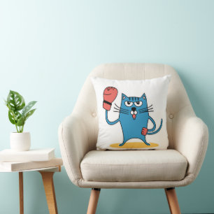 Cat with Boxing Gloves Cushion