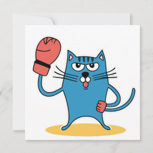 Cat with Boxing Gloves Invitation