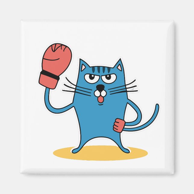 Cat with Boxing Gloves Magnet (Front)