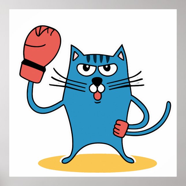 Cat with Boxing Gloves Poster (Front)