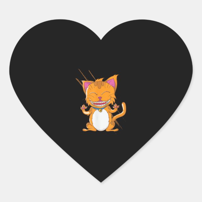 Cat with Braces Heart Sticker (Front)