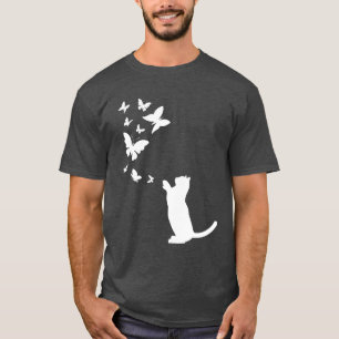 Cat With Butterflies Cat Lover Cat Owner Cute Ca T-Shirt