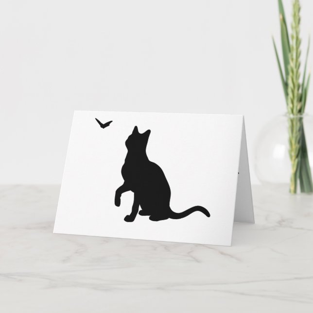 Cat with Butterfly Greeting Card- Blank Card (Front)