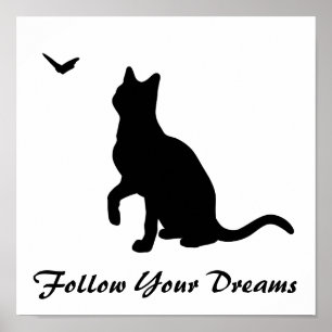 Cat with Butterfly Poster