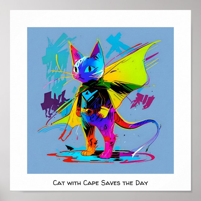 Cat with cape poster (Front)