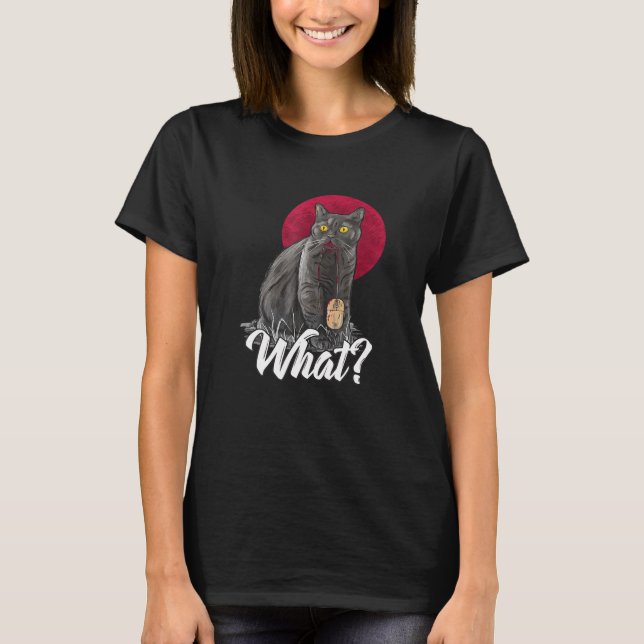 Cat With Captured Computer Mouse What T-Shirt (Front)