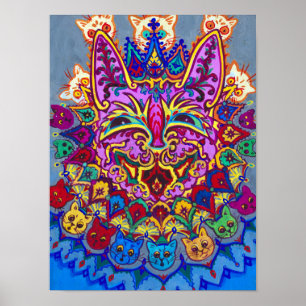 Cat with Cat Necklace by Louis Wain Poster