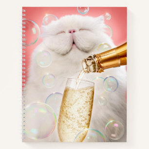 Cat With Champagne Notebook