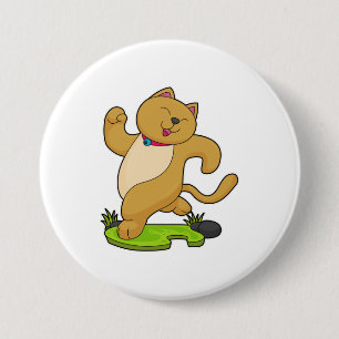 Cat with Choker at Running 7.5 Cm Round Badge