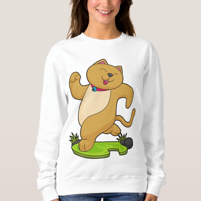 Cat with Choker at Running Sweatshirt (Front)