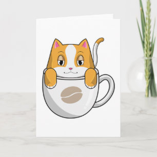 Cat with Coffee Cup Card