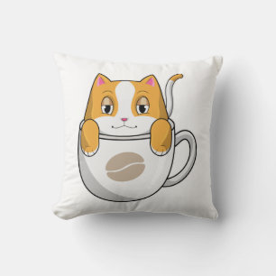 Cat with Coffee Cup Cushion