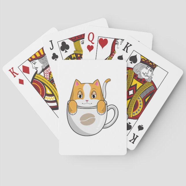 Cat with Coffee Cup Playing Cards (Back)
