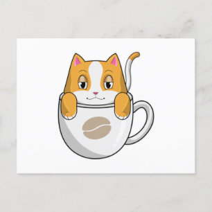 Cat with Coffee Cup Postcard