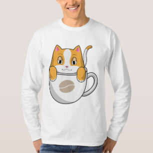 Cat with Coffee Cup T-Shirt