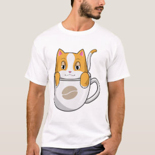 Cat with Coffee Cup T-Shirt