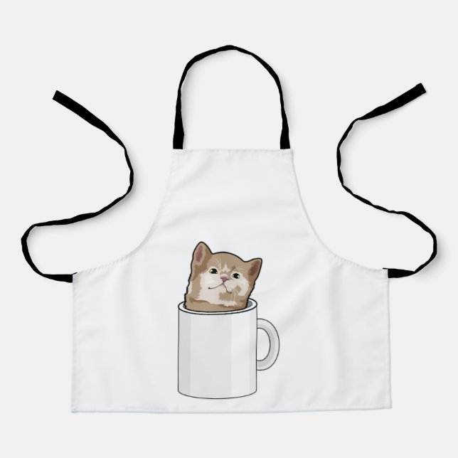 Cat with Coffee mug Apron (Front)