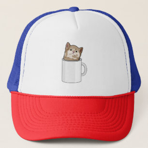Cat with Coffee mug Trucker Hat