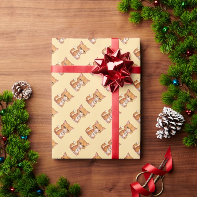 Cat with Coffee Wrapping Paper (Holiday Gift)