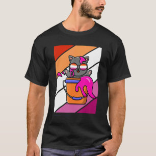 Cat With Colours Pride Lesbian Flag Lgbtq Proud Al T-Shirt