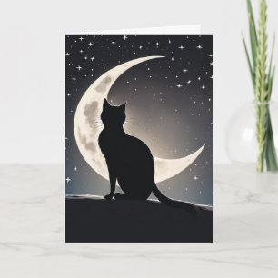 Cat With Crescent Moon Thinking Of You Card