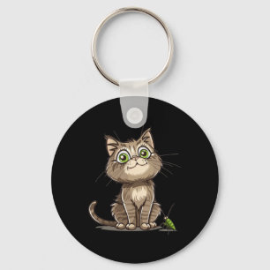 Cat With Cricket I Cute Cat Key Ring